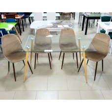SOPHIA Стол мод. 5003 металл/стекло 8мм, 140*80*75 см бук/прозрачный