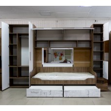 Гарвард Кровать-диван с ящиками 90*200 гикори темный/белый* 