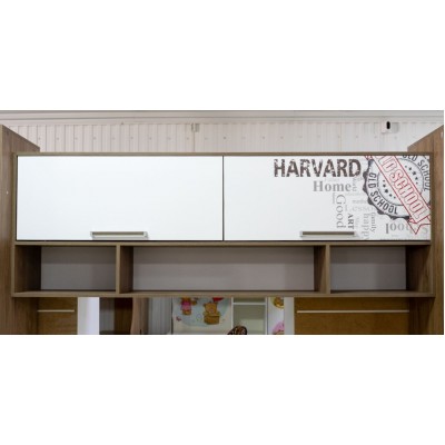 Гарвард Полка навесная над кроватью гикори темный/белый нов., (Модель № 29785)
