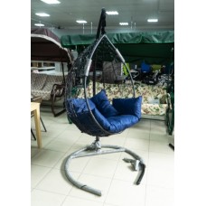 Кресло подвесное СФЕРА Лайт арт. CN550-МТК23 цв. корзины черный/цв. подушки синий