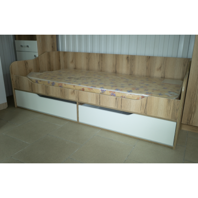Рио 1 Кровать-диван с ящиками 0.9*2.0 Дуб Делано/белый, (Модель № 28153)